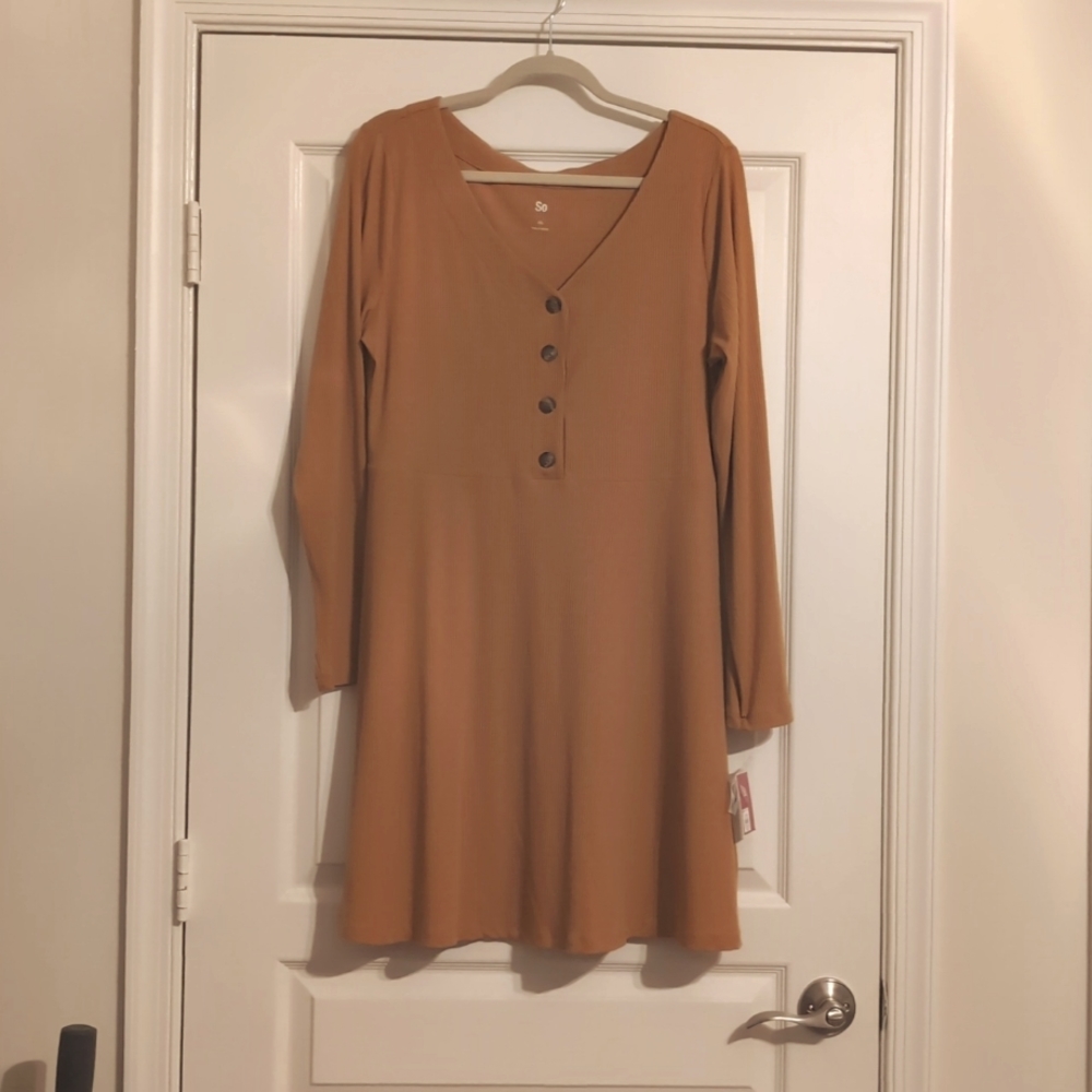 NWT XXL So Brand (Kohl's) Mustard long sleeve dress